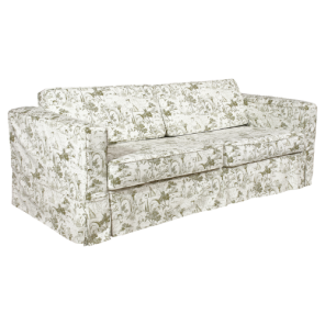 Sofá Eva Couro Branco Capa Componível Provence Pistache Toile de Jouie