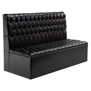 Sofá London Couro Preto Capitonê - Módulo Preto - 1,60 compr. x 0,67 larg. x 1,00h