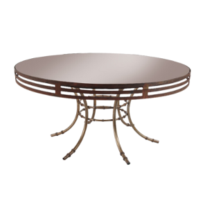 Tampo Espelho Bronze com Moldura Ferro Envelhecido e Base Bambu Ferro Cinza - 1,60m diâmetro x 0,75h