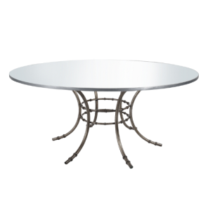 Tampo Espelho Friso Prata com Base Bambu Ferro Cinza - 1,60m diâmetro x 0,75h