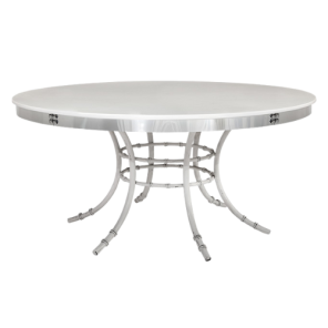 Tampo Laca Branca com Borda Espelhada e Base Bambu Branca - 1,60m diâmetro x 0,75h