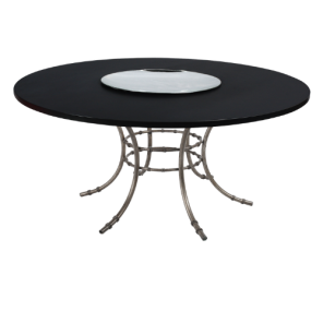 Tampo Laca com Furo e Centro de Espelho Côncavo com Base Bambu Ferro Cinza - 1,60m diâmetro x 0,75h