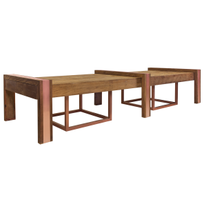 Tampo Madeira Demolição com Acabamento Friso Cobre 4,40 x 1,40 Extensiva até 6,60 x 1,40 com Base Cubo Aresta 1,00 x 1,00 (1)