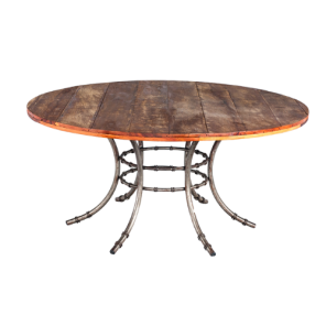 Tampo Madeira de Demolição com Base Bambu Ferro Cinza - 1,60m diâmetro x 0,75h