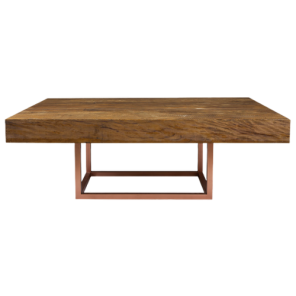 Tampo Madeira de Demolição com Base Cubo Cobre - 2,20 x 1,40 x 0,75h