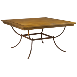 Tampo Quadrado de Madeira Ripado com Base de Ferro 1,40 x 1,40