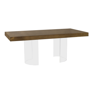 Tampo Retangular Madeira Natural com Base Curva Cristal - Tampo 2,00 x 1,00 - Base 0,75h