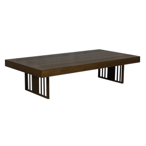 Tampo Retangular de Madeira Natural com Base de Ferro