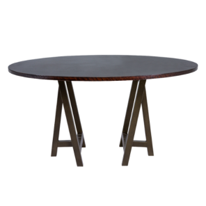 Tampo Tabaco com Base Cavalete Ferro Dourado Envelhecido - 1,60m diâmetro x 0,75h