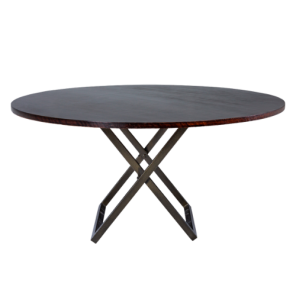 Tampo Tabaco com Base X Ferro Dourado Envelhecido - 1,60m diâmetro x 0,75h