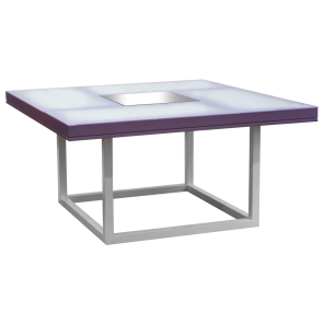 Tampo Vênus com Vidros e Centro de Espelho com Base Bambu Ferro Branca - 1,50 x 1,50 x 0,75h