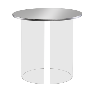 Tampo de Espelho com Friso Prata com Base Curva Cristal - 0,80h