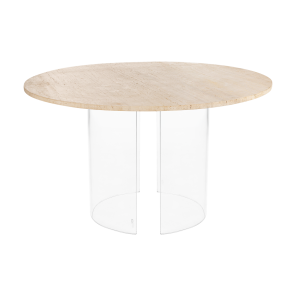 Tampo de Mármore Travertino Bege 1,30d com Base Curva Cristal