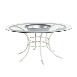 Tampo de Vidro 1,60 com Base Bambu Branca e Bacia