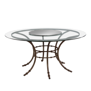 Tampo de Vidro 1,60 com Base Bambu de Ferro Cinza e centro de espelho côncavo