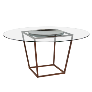 Tampo de Vidro 1,60 com Base Trapezio e centro de espelho côncavo