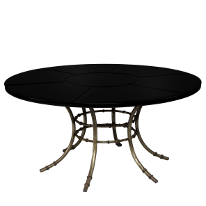 Tampo de Vidro Bisotê Preto 1,60 diametro com Base Bambu c