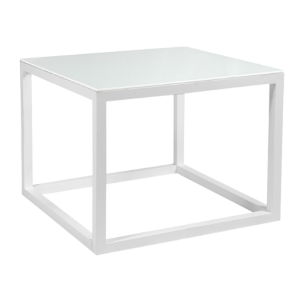 Tampo de Vidro Branco com Base Cubo Aresta Grande - 1,00 x 1,00 x 0,75h