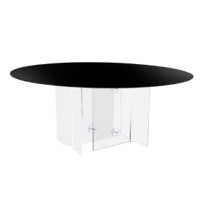 Tampo de Vidro Preto com Base Acrílico Star - 1,60m diâmetro x 0,75h