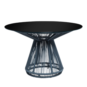 Tampo de Vidro Preto com Base Grace Cinza - 1,20m diâmetro x 0,75h