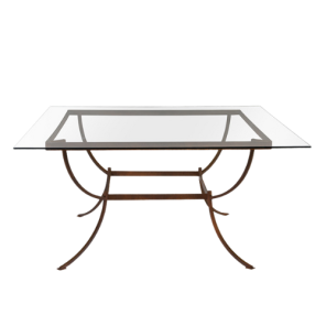 Tampo de Vidro Quadrado Transparente com Base Quadrada Ferro - 1,50 x 1,50 x 0,75h