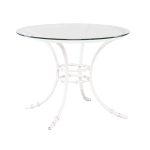 Tampo de Vidro Transparente com Base Bambu Branca - 1,00m diâmetro x 0,75h