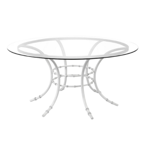 Tampo de Vidro Transparente com Base Bambu Branca - 1,60m diâmetro x 0,75h