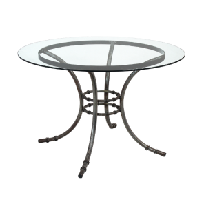 Tampo de Vidro Transparente com Base Bambu Ferro Cinza - 1,20m diâmetro x 0,75h