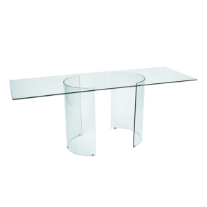 Tampo de Vidro Transparente com Base Curva Cristal - 2,00 x 1,00 x 0,75h