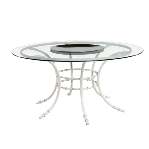 Tampo de Vidro com 1,60 Base Bambu Branca e centro de espelho côncavo